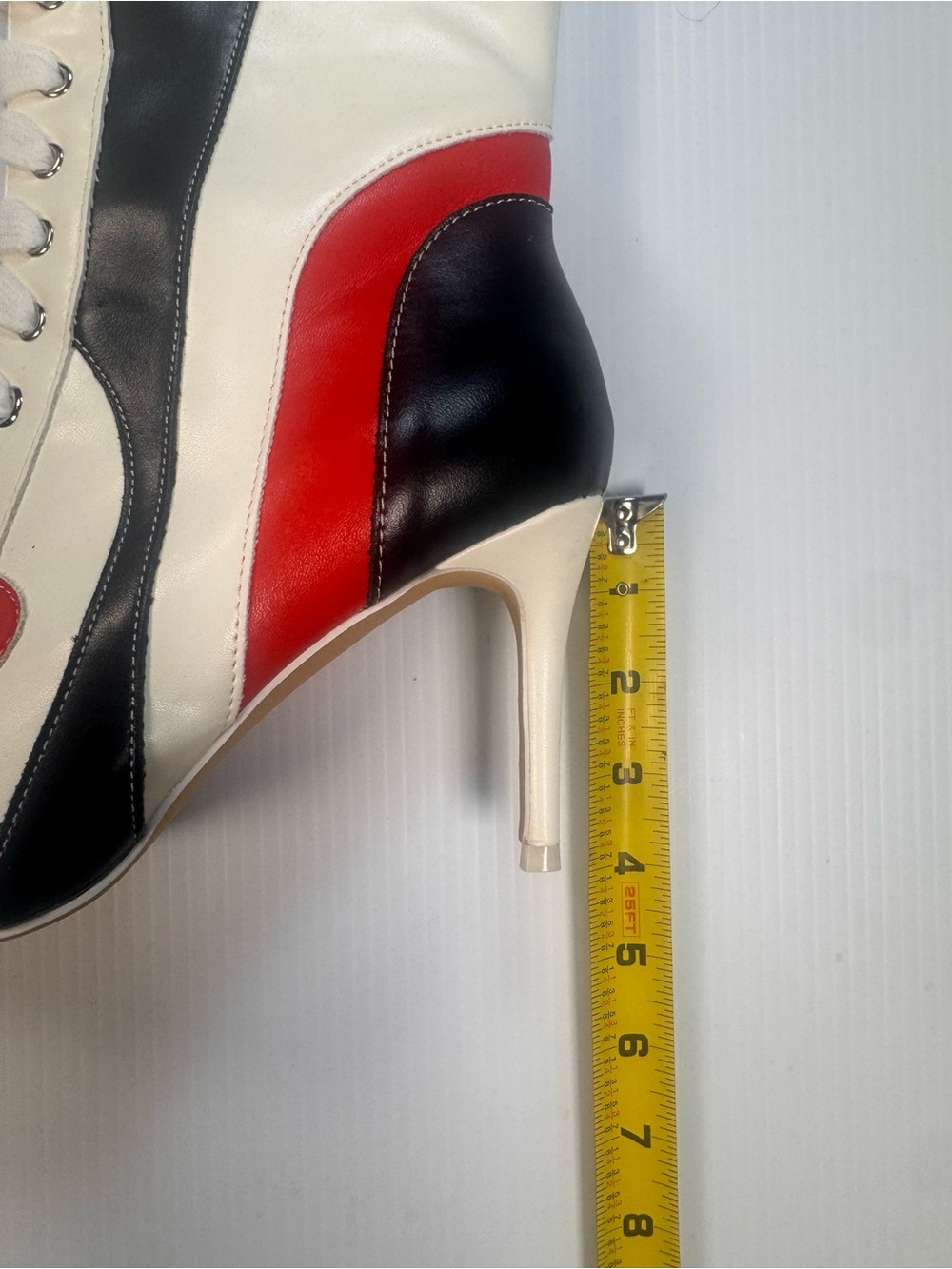 NIB Tess-1 Multi Color Lace-Up Stiletto Boots – Size 8.5 – Statement Heels 🔥 - Picture 5 of 6